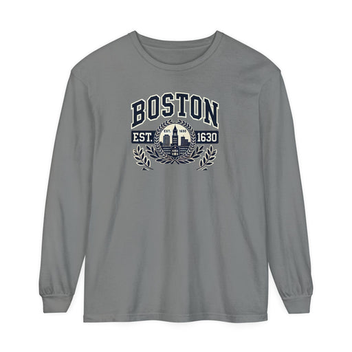 Printify Long-sleeve Grey / S Boston Graphic Long Sleeve T-Shirt  Classic City Style