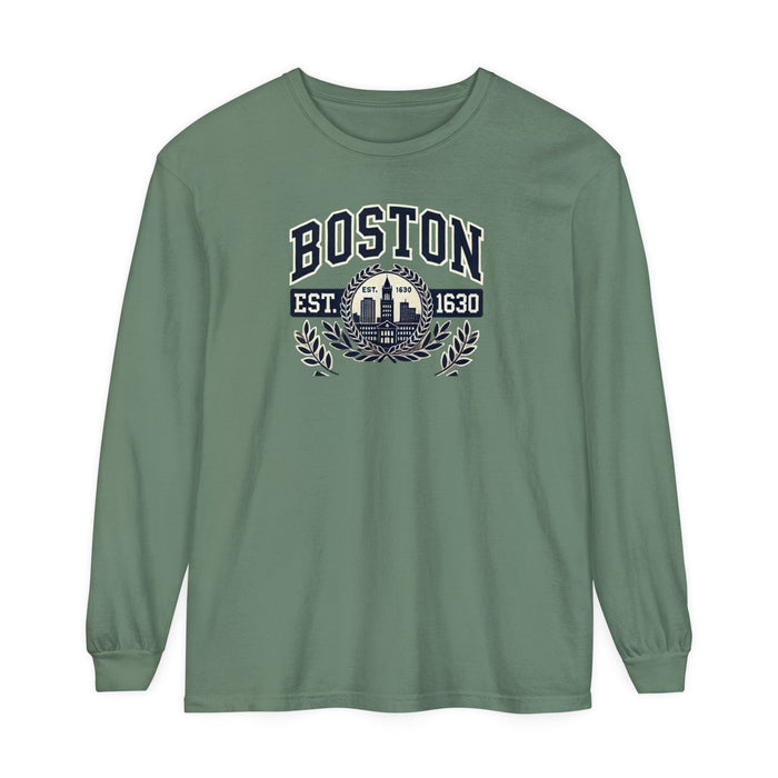 Printify Long-sleeve Light Green / S Boston Graphic Long Sleeve T-Shirt  Classic City Style