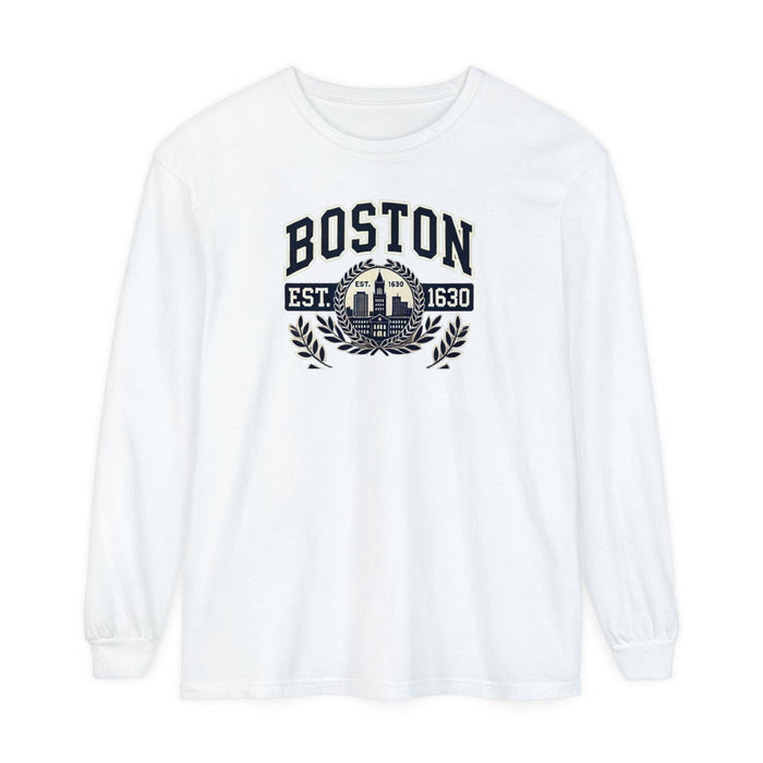 Printify Long-sleeve White / S Boston Graphic Long Sleeve T-Shirt  Classic City Style