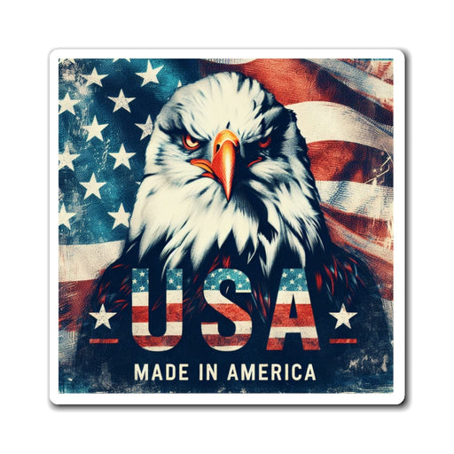 Printify Paper products 3" × 3" Patriotic USA Eagle Magnets Strong, Fast-Holding Custom Magnets Great Gift, Party Favor, 4th of July, Labor Day, Memorial Day, Veterans Day