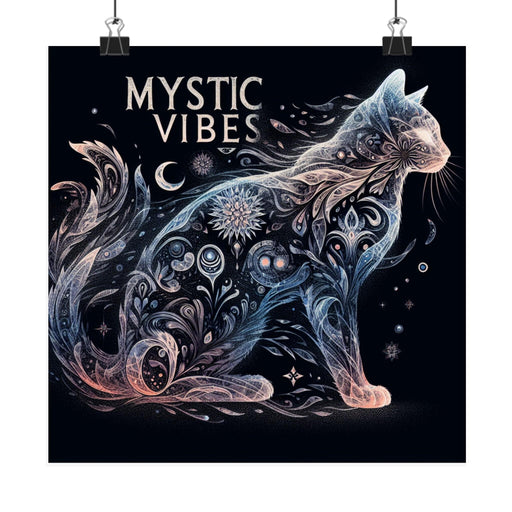 Printify Poster 10″ x 10″ / Matte Mystic Vibe Cat and Crescent Moon Wall Art