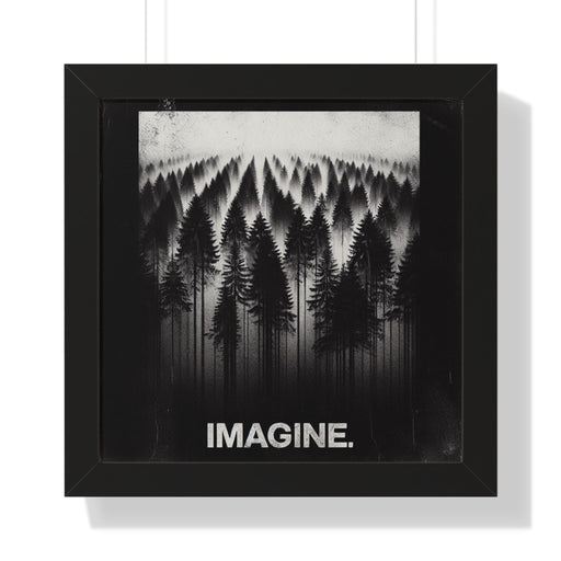 Printify Poster 16″ x 16″ / Black Imagine Foggy Forest Framed Poster | Premium Quality | Black, Frames Great Gifts, Adventure Picture, Outdoor Enthusiast