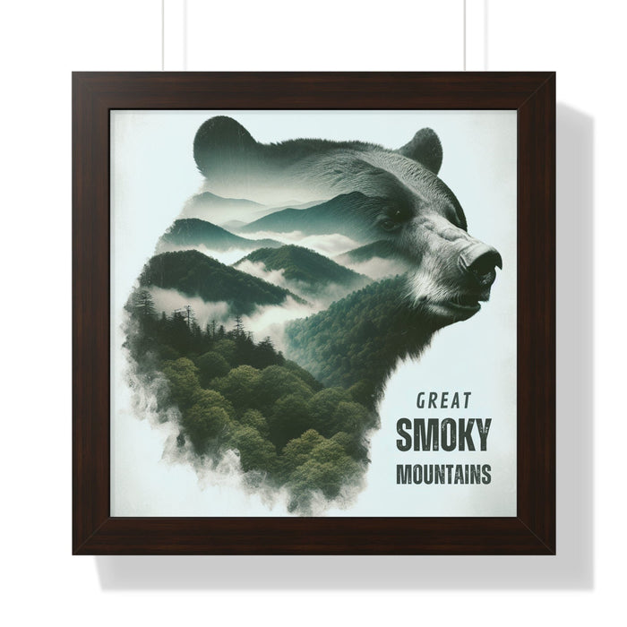 Printify Poster 16″ x 16″ / Walnut Great Smoky Mountains Framed Vertical Poster Premium Quality Black Frame Great Gift, Outdoors, Husband Gift, Teacher Gift, Wife Gift