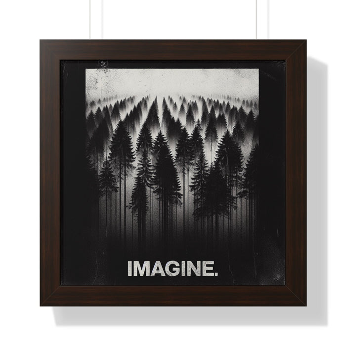 Printify Poster 16″ x 16″ / Walnut Imagine Foggy Forest Framed Poster | Premium Quality | Black, Frames Great Gifts, Adventure Picture, Outdoor Enthusiast