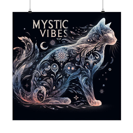 Printify Poster 24" x 24" / Matte Mystic Vibe Cat and Crescent Moon Wall Art