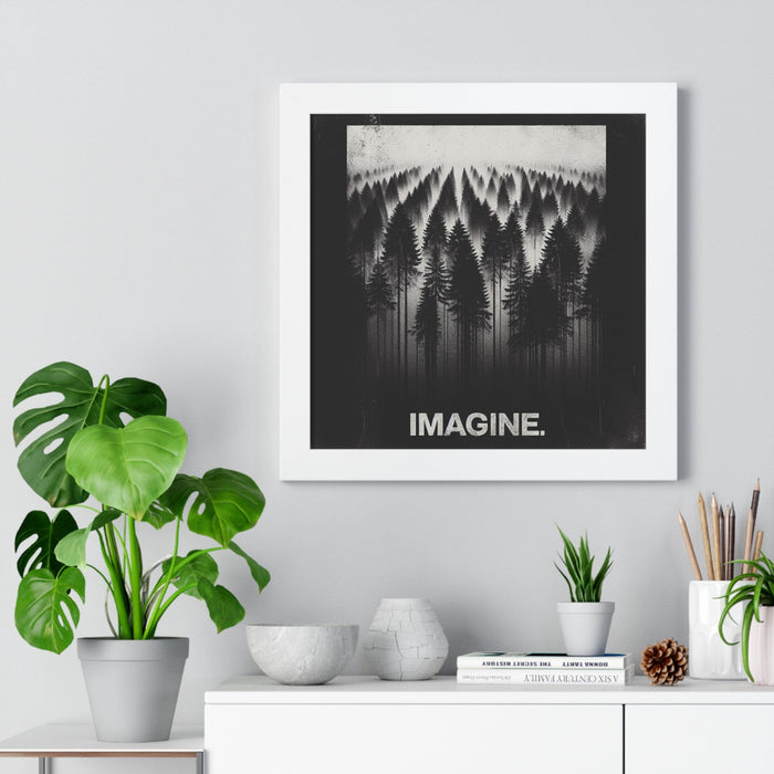 Printify Poster Imagine Foggy Forest Framed Poster | Premium Quality | Black, Frames Great Gifts, Adventure Picture, Outdoor Enthusiast