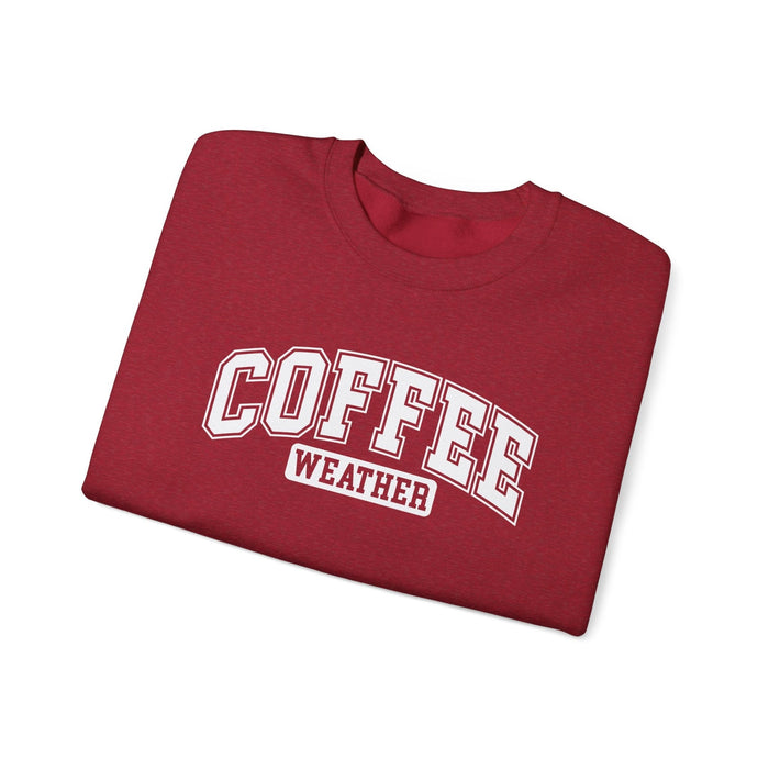 Printify Sweatshirt Antique Cherry Red / S Coffee Weather Graphic Sweatshirt for Cozy Winter Vibes