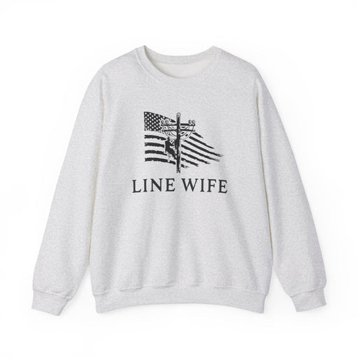 Printify Sweatshirt Ash / S Lineman Wife Graphic Sweatshirt - Lineman Shirt Thoughtful Gift Idea for Loved Ones