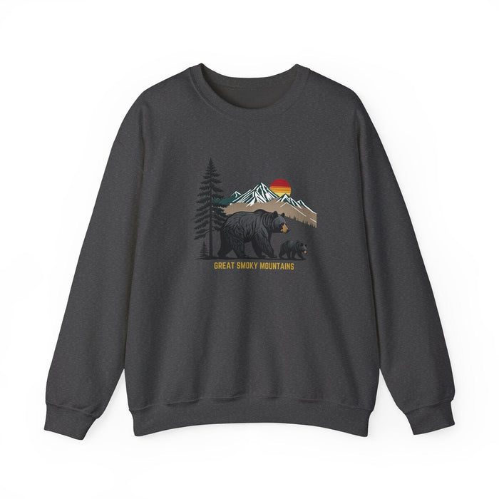 Printify Sweatshirt Dark Heather / S Great Smoky Mountains Graphic Unisex Crewneck Sweatshirt Camping Hiking  Shirt