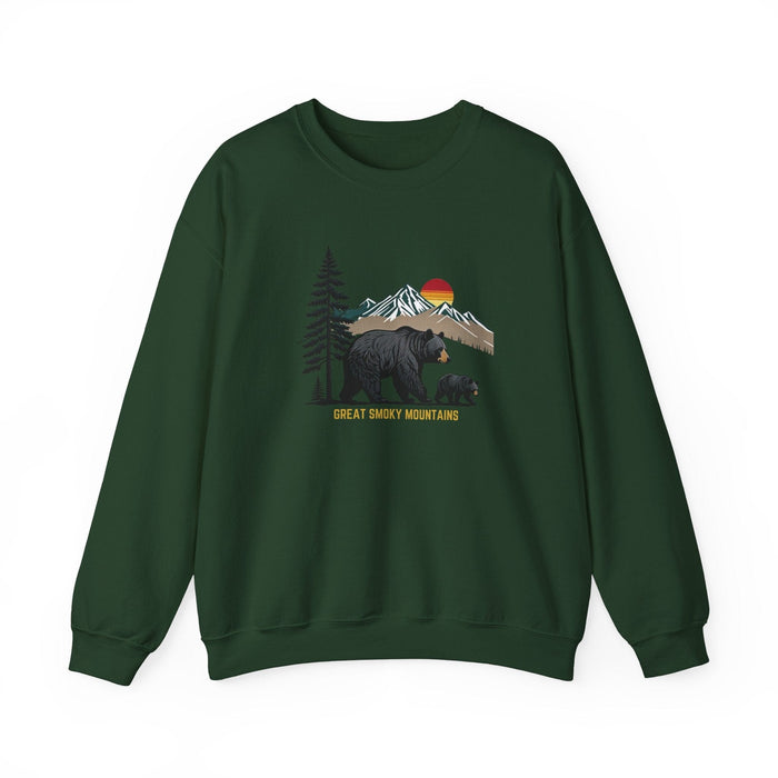 Printify Sweatshirt Forest Green / S Great Smoky Mountains Graphic Unisex Crewneck Sweatshirt Camping Hiking  Shirt