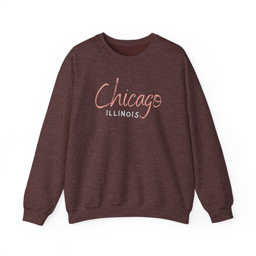 Printify Sweatshirt Heather Sport Dark Maroon / S Chicago Illinois Unisex Heavy Blend Crewneck Sweatshirt Cozy and Durable great Gift Idea