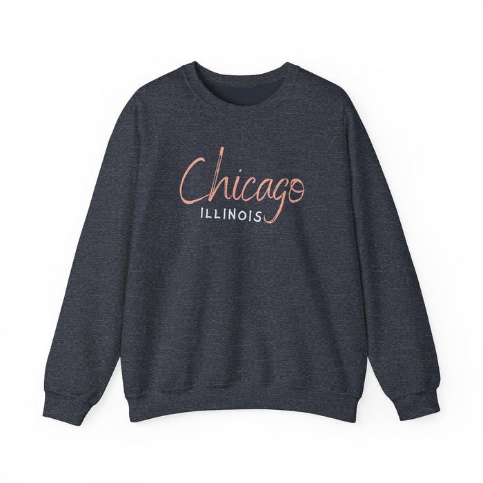 Printify Sweatshirt Heather Sport Dark Navy / S Chicago Illinois Unisex Heavy Blend Crewneck Sweatshirt Cozy and Durable great Gift Idea