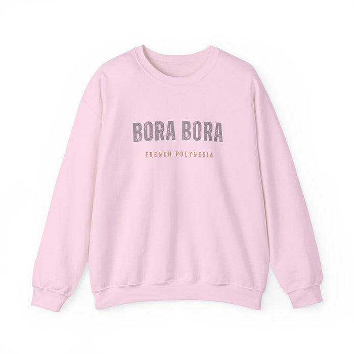 Printify Sweatshirt Light Pink / S Bora Bora Unisex Heavy Blend Crewneck Sweatshirt Cozy and Durable Comfort Vacation Travel Destination Shirt Great Gift