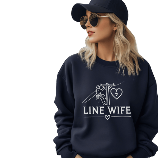 Printify Sweatshirt Lineman Linewife Graphic Crewneck Sweatshirt Lineman's Wife Sweatshirt Life of Lineman Sweatshirt Line Wife Sweatshirt