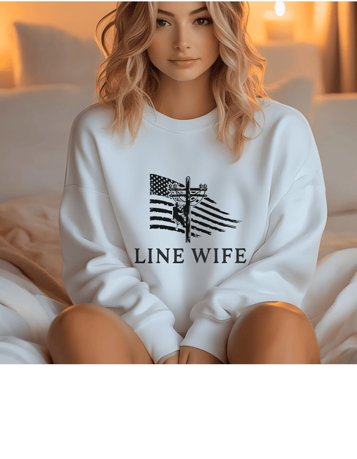 Printify Sweatshirt Lineman Wife Graphic Sweatshirt - Lineman Shirt Thoughtful Gift Idea for Loved Ones