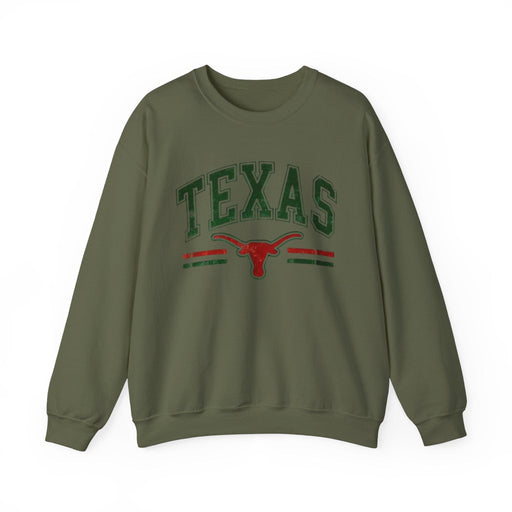 Printify Sweatshirt Military Green / S Texas Pride Unisex Heavy Blend Crewneck Sweatshirt | Warm Durable Travel Vacation Shirt