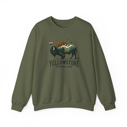 Printify Sweatshirt Military Green / S Yosemite National Park Unisex Heavy Blend Crewneck Sweatshirt Camping Sweatshirt Womens Sweatshirt Mens Sweatshirt