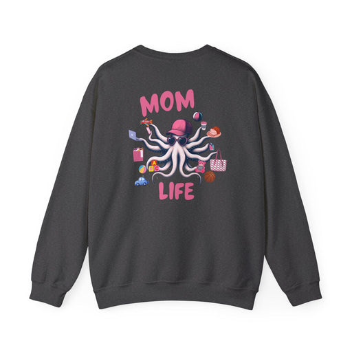 Printify Sweatshirt S / Dark Heather Mom Life Juggling Act and Loving It Octopus Sweatshirt Comfy Cozy and all Cotton