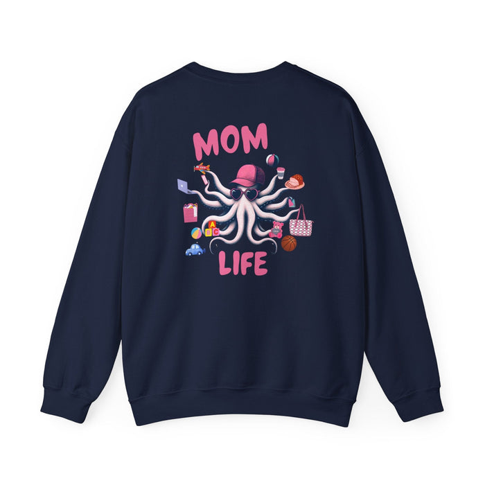 Printify Sweatshirt S / Navy Mom Life Juggling Act and Loving It Octopus Sweatshirt Comfy Cozy and all Cotton