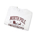 Printify Sweatshirt White / S North Pole University Graphic Varsity Merry Christmas Sweatshirt Heavy Blend Crewneck