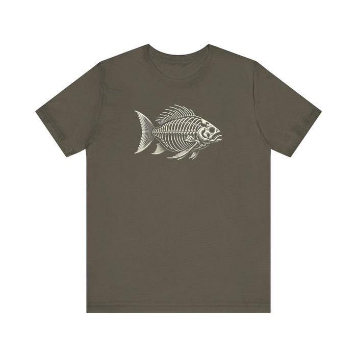 Printify T-Shirt Army / S Fishing Skeleton Unisex Tee - Your Next Favorite Tshirt! Great Dad Gift, Boyfriend Gift, Papa Gift