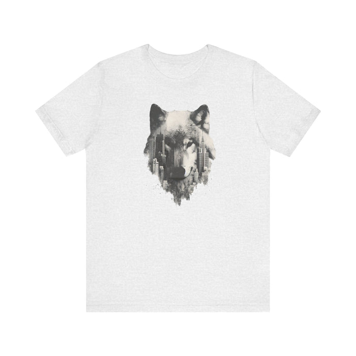 Printify T-Shirt Ash / S Concrete Jungle Wolf in the City T-Shirt - Unisex Jersey Short Sleeve Wildlife Gift, Nature Gift, Graphic Tshirt, Mens Gift, Womens Gift