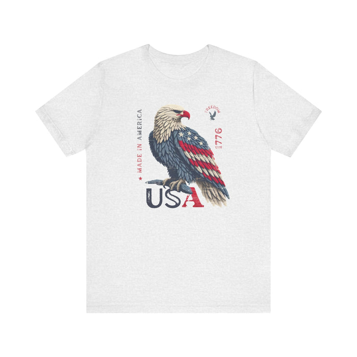 Printify T-Shirt Ash / S PATRIOTIC USA Made in America 1776 Unisex Jersey Short Sleeve Tee 4th of July, Labor Day, Memorial Day