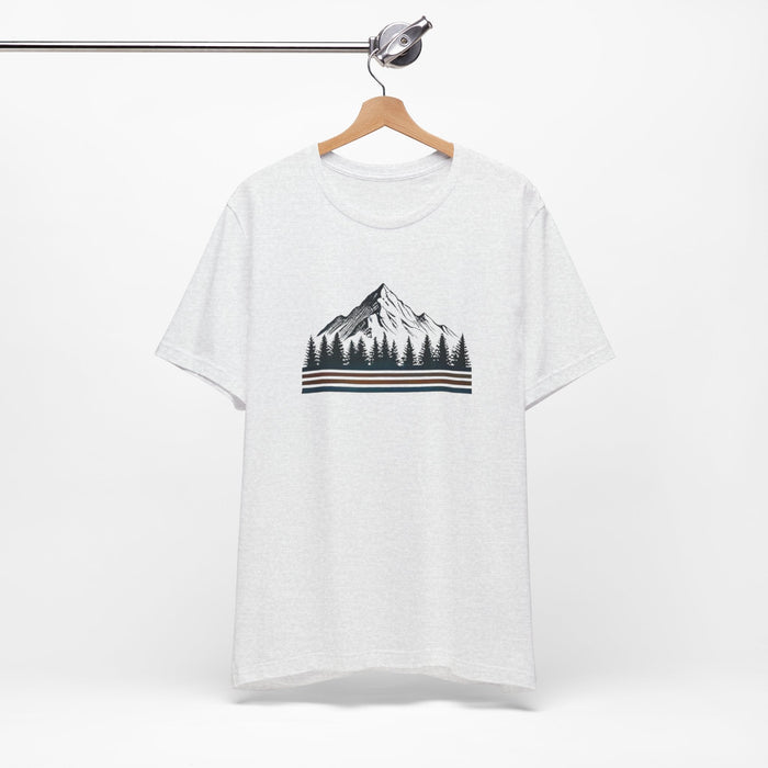 Printify T-Shirt Ash / XS Mountainscape Graphic Shirt | Nature & Outdoor Seekers Unisex Jersey Short Sleeve Tee