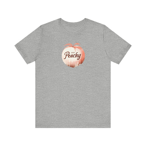 Printify T-Shirt Athletic Heather / S Just Peachy Shirt Summer Shirts, Cute Womens Shirt, Retro Summer Shirt, Gifts For Peach Lovers, Summer Vibes Shirt Moms Gift Girlfriend Gift