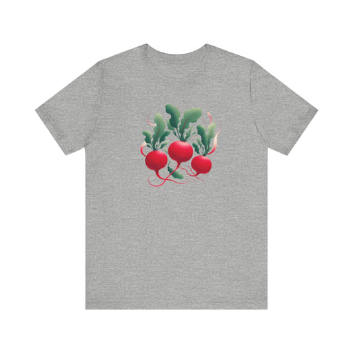 Printify T-Shirt Athletic Heather / S Radish Graphic Tee, Vegetable Screen Print Shirt, Clothing Foodie Gift Graphic Tshirt