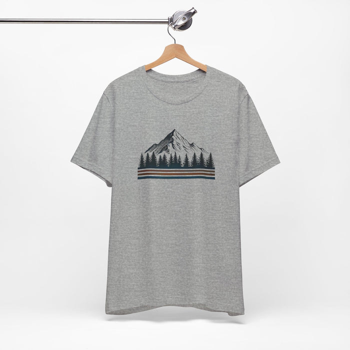 Printify T-Shirt Athletic Heather / XS Mountainscape Graphic Shirt | Nature & Outdoor Seekers Unisex Jersey Short Sleeve Tee