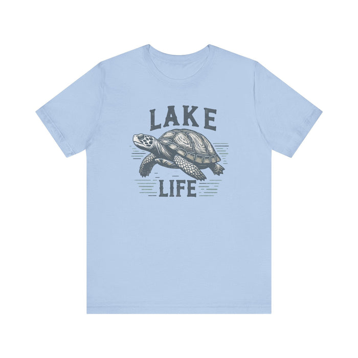 Printify T-Shirt Baby Blue / S Living With The Turtle Lake Life Jersey Short Sleeve Tee - Soft Cotton Classic Nature Great Gift, Husband Gift, Wife Gift Fishing Shirt