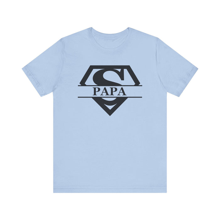 Printify T-Shirt Baby Blue / S Super Hero Papa - Unleash Your Super Dad Powers with Style! Great Comfortable Short Sleeve Crewneck Tshirt Great Dad Gift