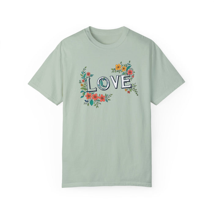 Printify T-Shirt Bay / S Floral Love in Vibrant Blooms Unisex Garment-Dyed T-shirt