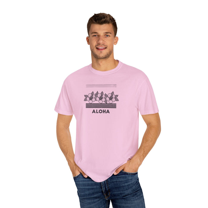 Printify T-Shirt Beautiful Hibiscus Aloha Garment-Dyed Unisex T-shirt: Cozy, Durable, Customizable Great Gift Flower Shirt Vacation Tshirt