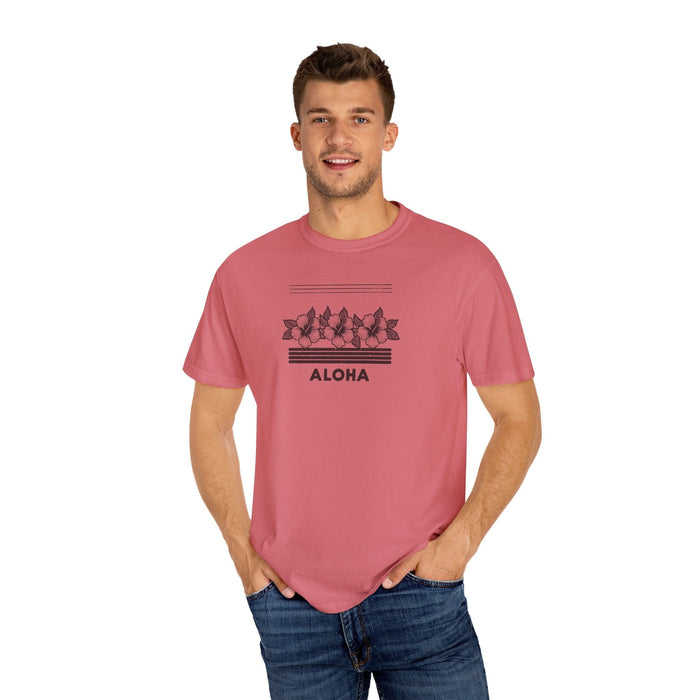 Printify T-Shirt Beautiful Hibiscus Aloha Garment-Dyed Unisex T-shirt: Cozy, Durable, Customizable Great Gift Flower Shirt Vacation Tshirt