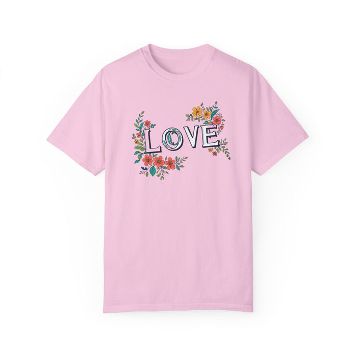 Printify T-Shirt Blossom / S Floral Love in Vibrant Blooms Unisex Garment-Dyed T-shirt