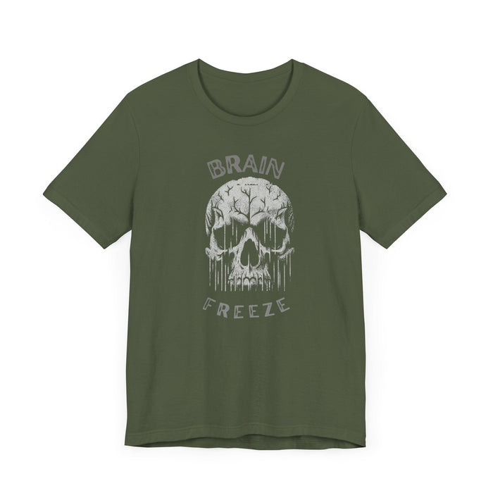 Printify T-Shirt Brain Freeze Skull Tee: Great Style for Every Occasion! Great Gift Idea, Skull Tshirt, Brother Gift, Dad Gift, Husband Gift, Son Gift