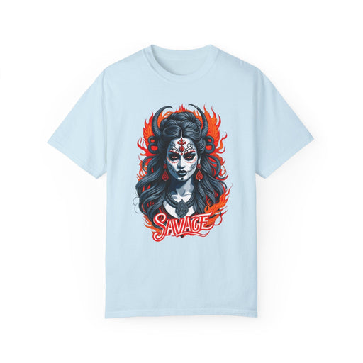 Printify T-Shirt Chambray / S Kali the Destroyer Hindu Goddess SAVAGE Unisex Garment-Dyed T-Shirt Comfort Colors Great Gift Idea Stylish and Trending