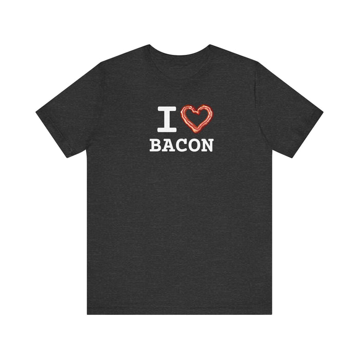 Printify T-Shirt Dark Grey Heather / S I love Bacon Join The Bacon Crew! Dive into Fun with Our Classic Tee! Bacon Lovers!