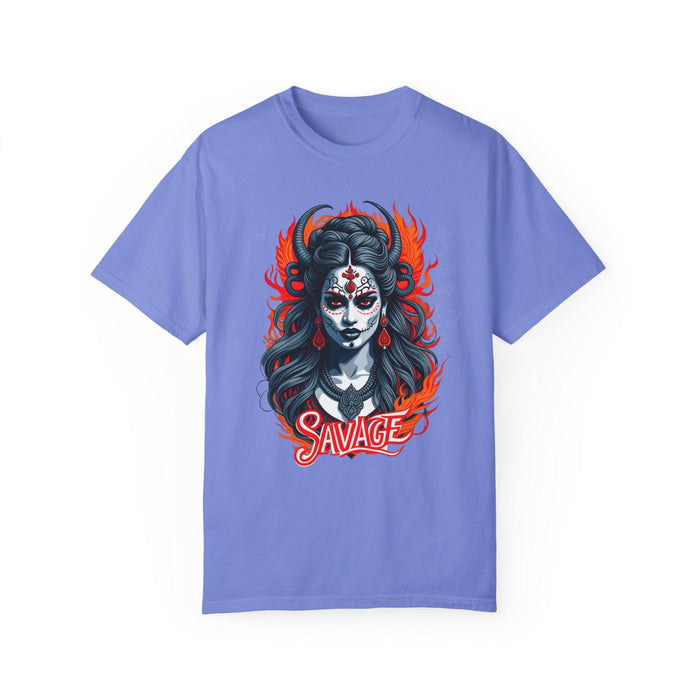 Printify T-Shirt Flo Blue / S Kali the Destroyer Hindu Goddess SAVAGE Unisex Garment-Dyed T-Shirt Comfort Colors Great Gift Idea Stylish and Trending