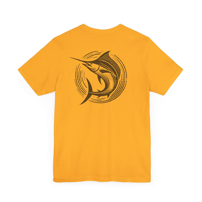 Printify T-Shirt Gold / S Marlin Fishing Shirt: Classic, Comfortable, Unisex Great Gift Adventure, Husband Gift, Wife Gift, Boyfriend Gift, Brother Gift