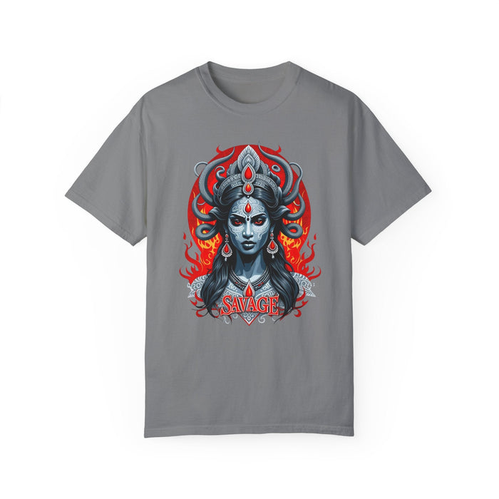 Printify T-Shirt Grey / S Kali the Destroyer Hindu Goddess SAVAGE Unisex Garment-Dyed T-Shirt Comfort Colors Great Gift Idea Stylish and Trending