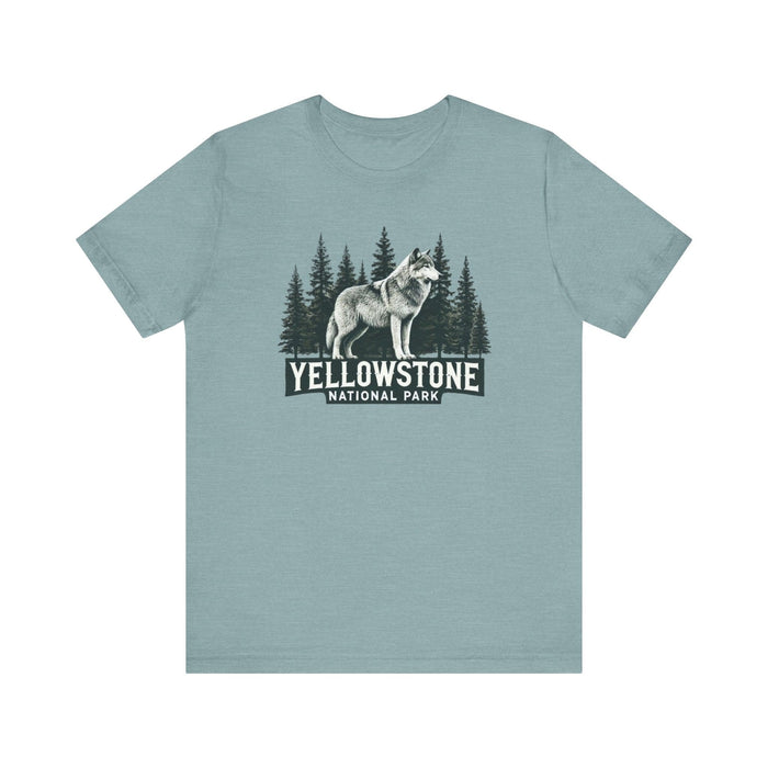 Printify T-Shirt Heather Blue Lagoon / XS Yellowstone National Park Unisex Jersey Short Sleeve Tee Camping Tshirt Hiking Explore