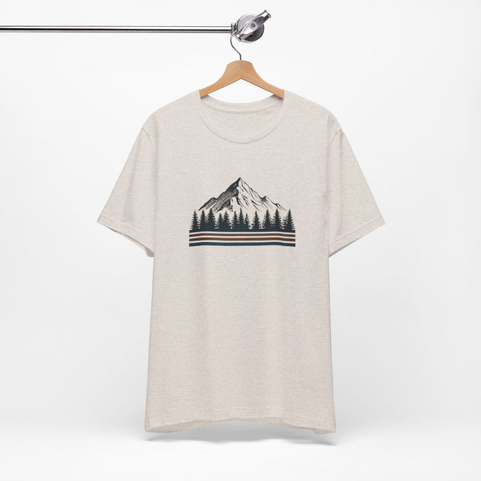 Printify T-Shirt Heather Dust / XS Mountainscape Graphic Shirt | Nature & Outdoor Seekers Unisex Jersey Short Sleeve Tee