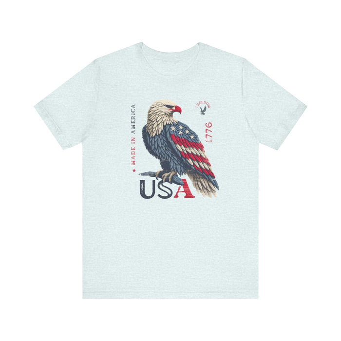 Printify T-Shirt Heather Ice Blue / S PATRIOTIC USA Made in America 1776 Unisex Jersey Short Sleeve Tee 4th of July, Labor Day, Memorial Day