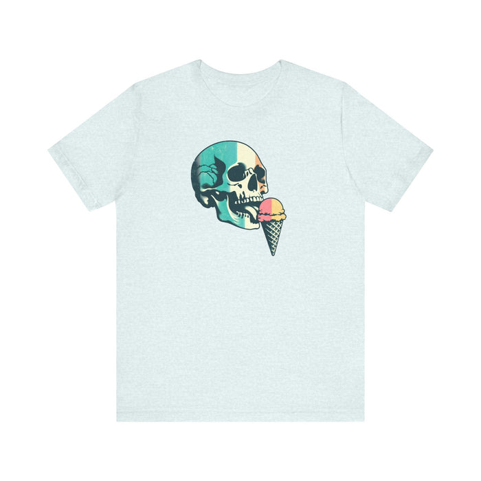 Printify T-Shirt Heather Ice Blue / S Skull Tee: Embrace Cool Comfort and Style with This Crewneck Tshirt Makes a Great Gift