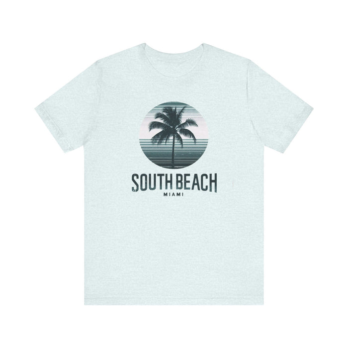 Printify T-Shirt Heather Ice Blue / S South Beach Serenity: Unisex Palm Trees Tee, the Ultimate Gift for Every Occasion Boyfriend Gift, Girlfriend Gift