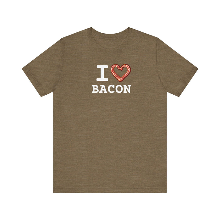 Printify T-Shirt Heather Olive / S I love Bacon Join The Bacon Crew! Dive into Fun with Our Classic Tee! Bacon Lovers!