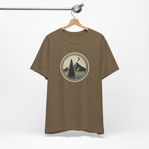 Printify T-Shirt Heather Olive / XS Men's Retro Tree Graphic T-Shirt Mountain Outdoor Trail Nature Shirt Great Christmas Gift Fathers Day Gift